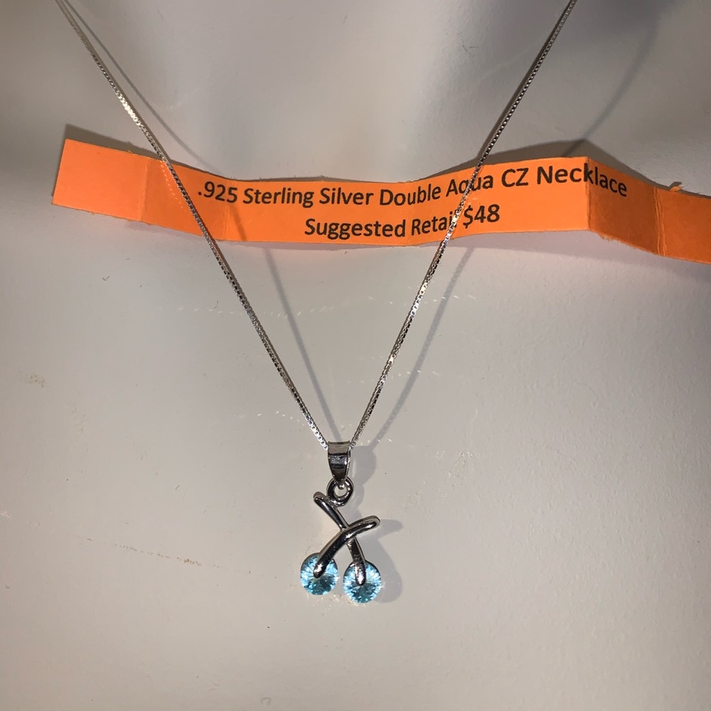 Aqua cherry necklace